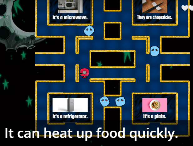 kitchen vocabulary maze chase game