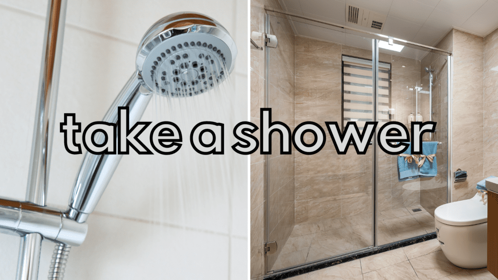 daily routines exercises take a shower